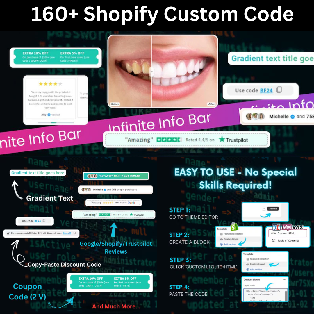 160+ Shopify Custom Liquid Codes
